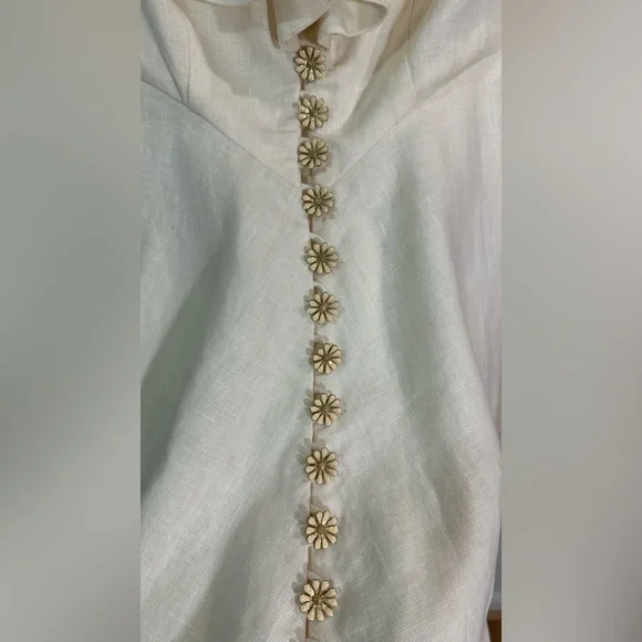 NWT Zimmermann Cream Linen Daisy Mini Dress Ruffle Long Sleeve AU 0P (US 2P) - Picture 11 of 16